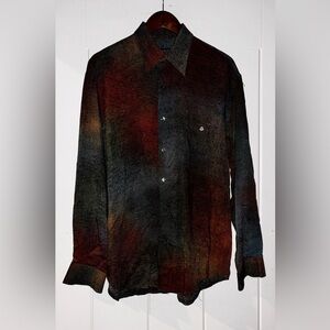 Riscatto Italy Made Ombre Silk Shirt Men M Retro‎ 70's Y2K Disco Waterfall